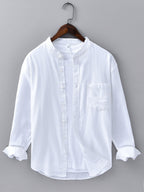 Chemise en lin et coton col montant Hugo™