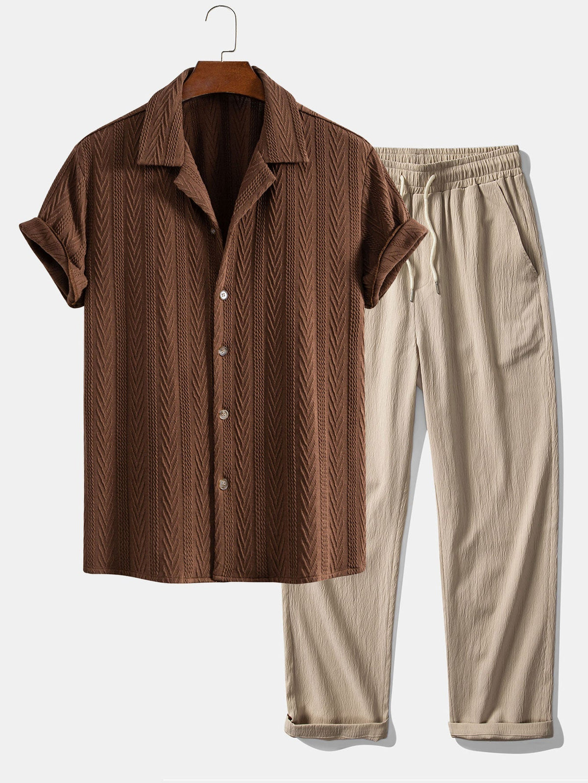 Ensemble chemise cubaine en jacquard texturé et pantalon décontracté Lorenzo™