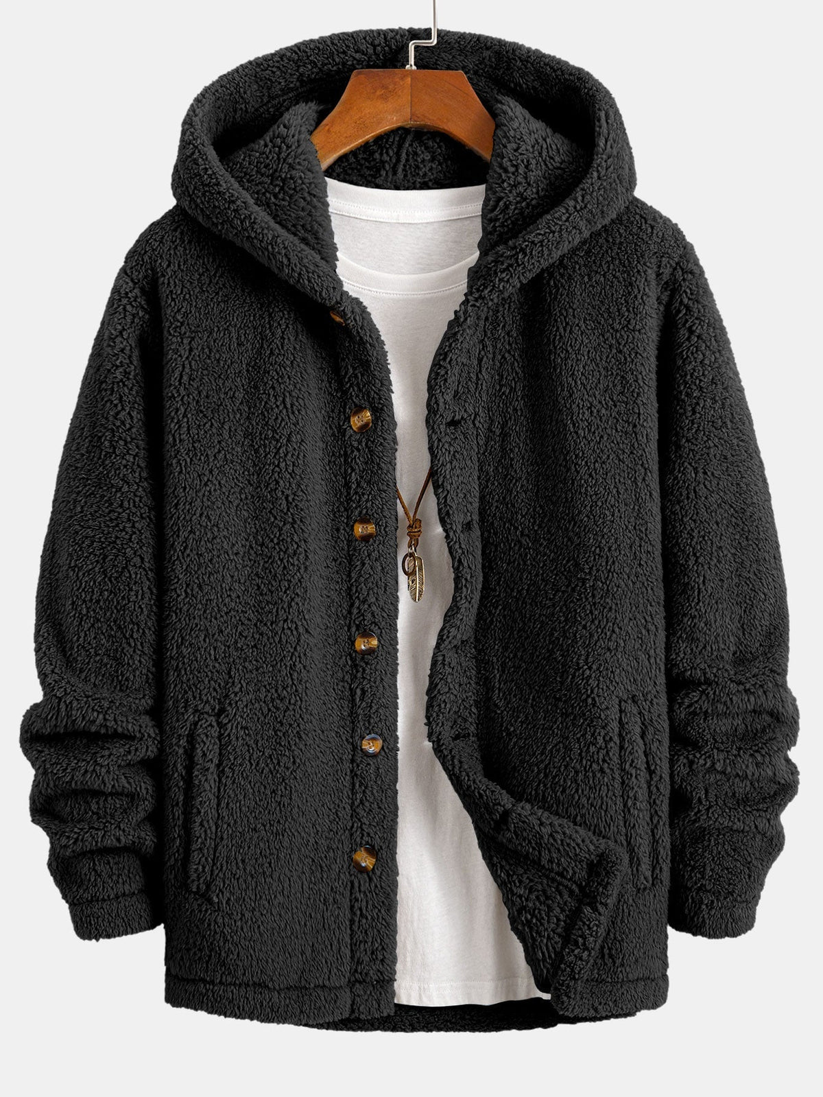 Manteau à capuche en polaire teddy Hugo™