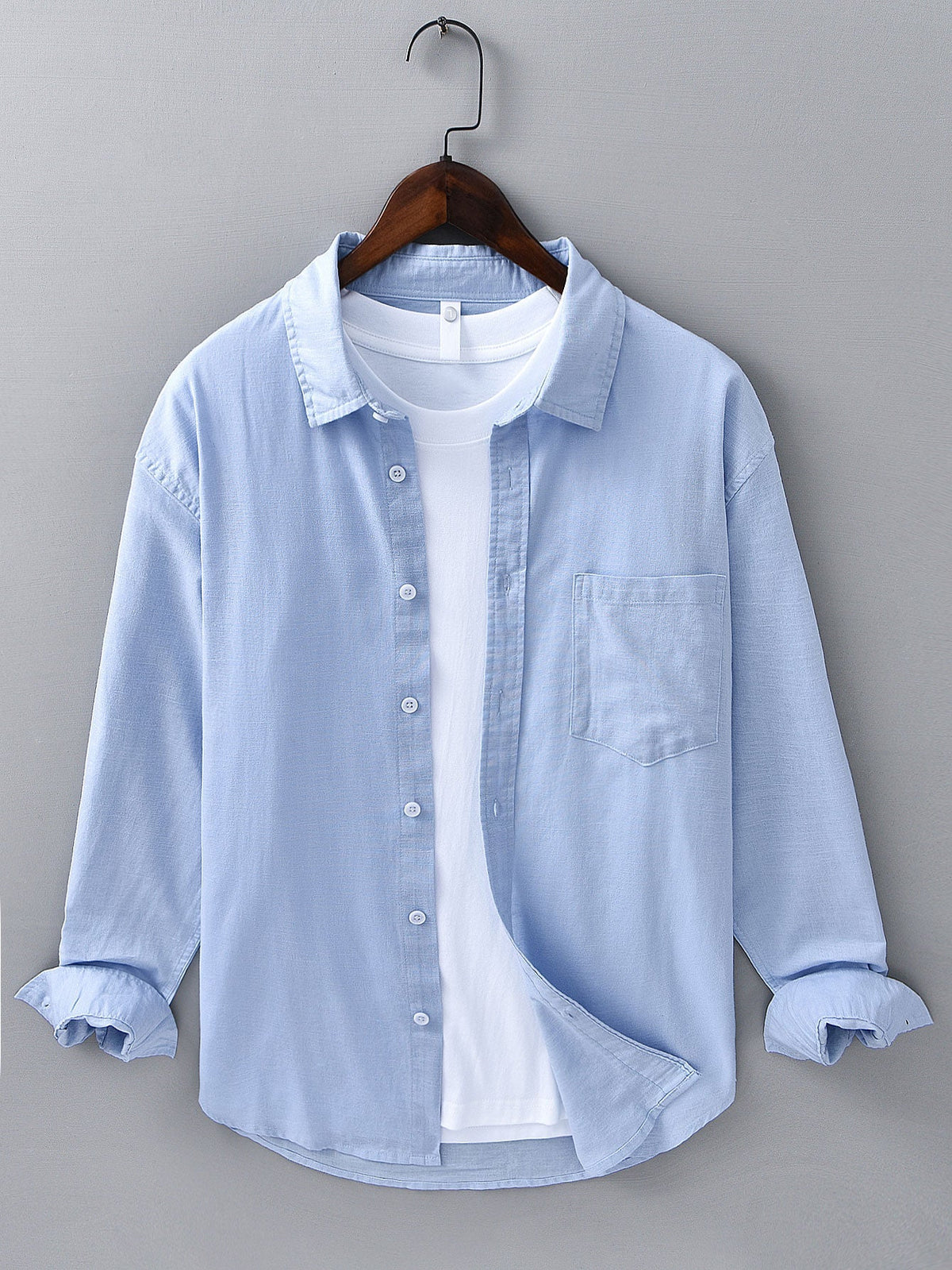 Chemise en lin et coton à manches longues Hugo™