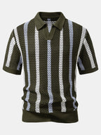Polo en polyester rayé col en V Lorenzo™