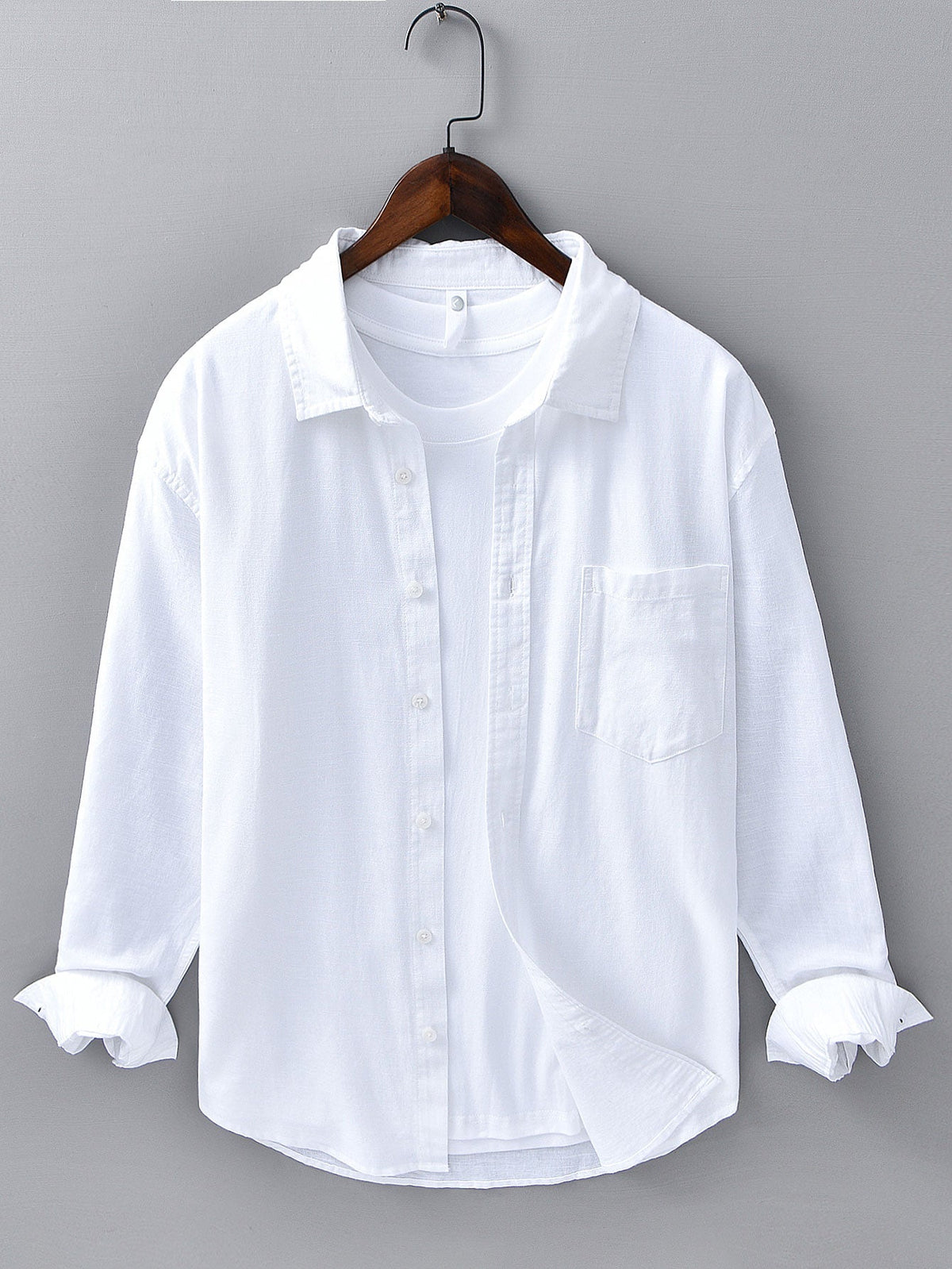 Chemise en lin et coton à manches longues Hugo™