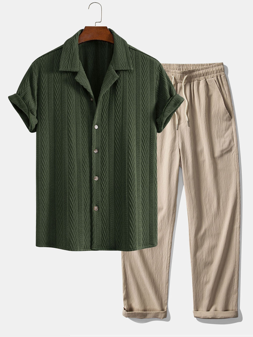 Ensemble chemise cubaine en jacquard texturé et pantalon décontracté Lorenzo™