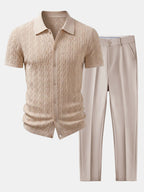 Ensemble chemise en maille jacquard et pantalon fuselé Slim™