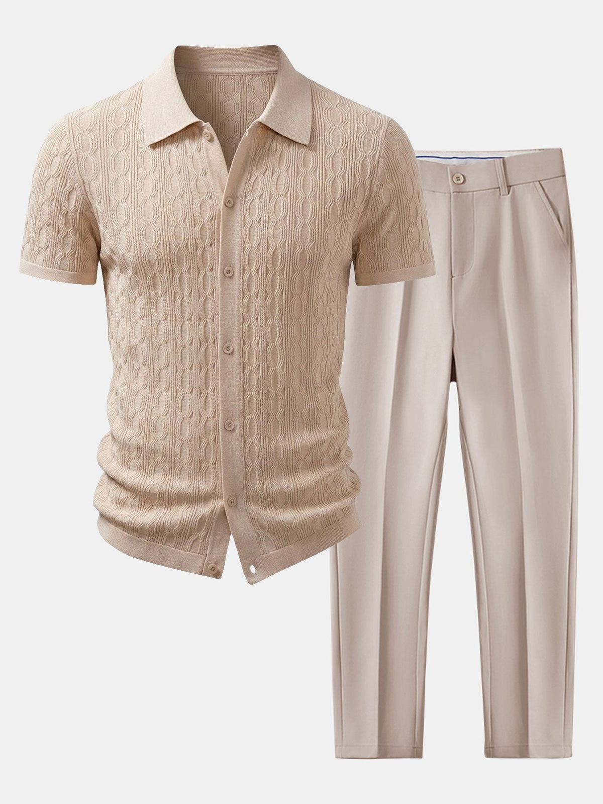 Ensemble chemise en maille jacquard et pantalon fuselé Slim™