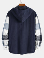Chemise à capuche en velours côtelé patchwork Flavio™