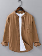 Chemise en lin et coton col montant Hugo™