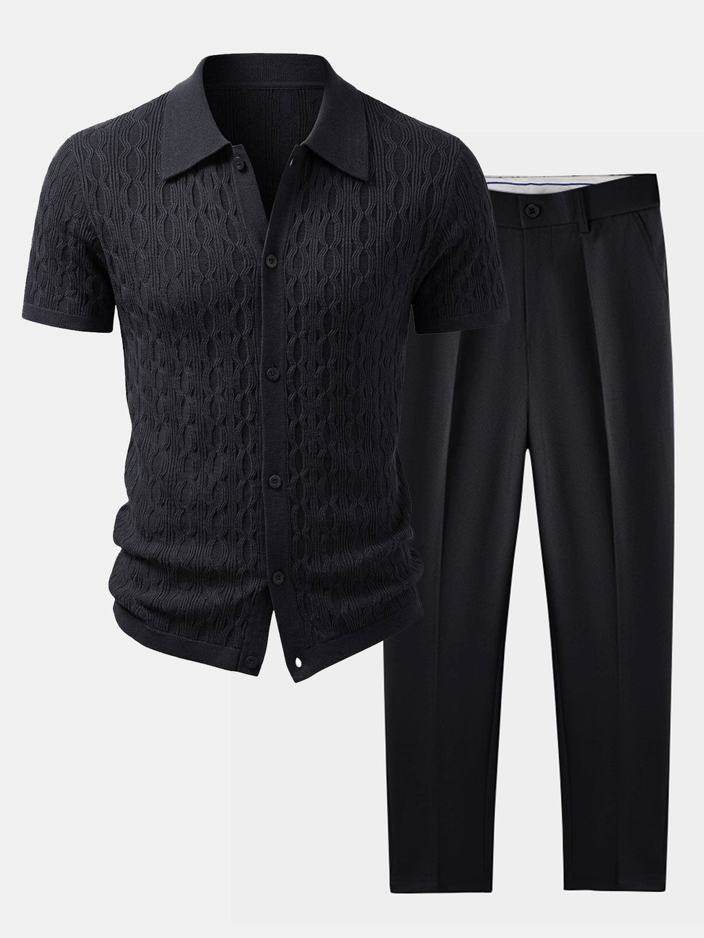 Ensemble chemise en maille jacquard et pantalon fuselé Slim™