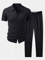 Ensemble chemise en maille jacquard et pantalon fuselé Slim™