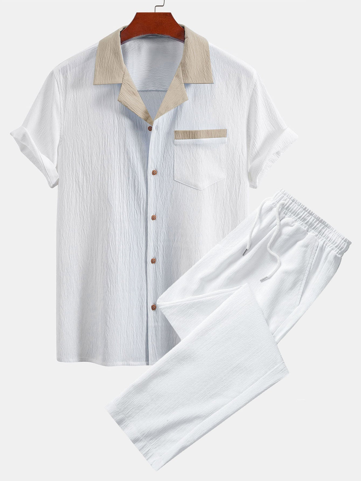 Ensemble chemise cubaine et pantalon droit Texturé™