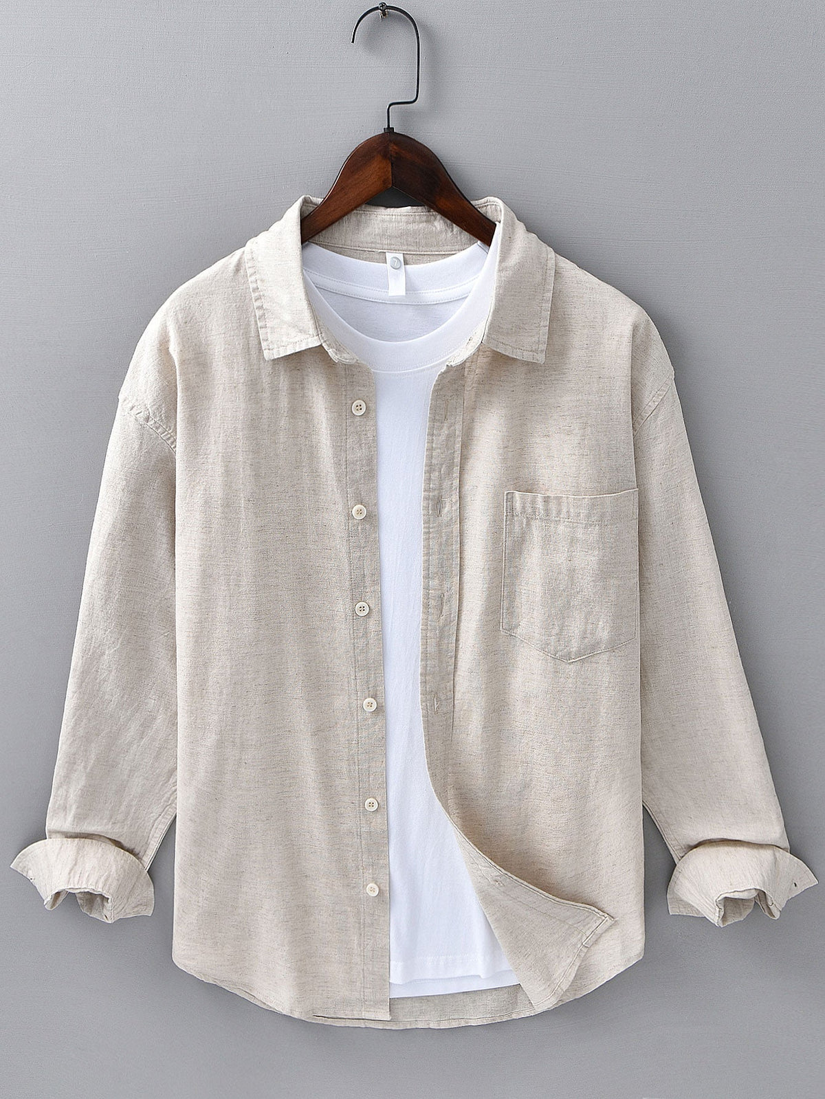 Chemise en lin et coton à manches longues Hugo™