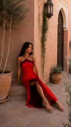 Robe longue halter avec fente