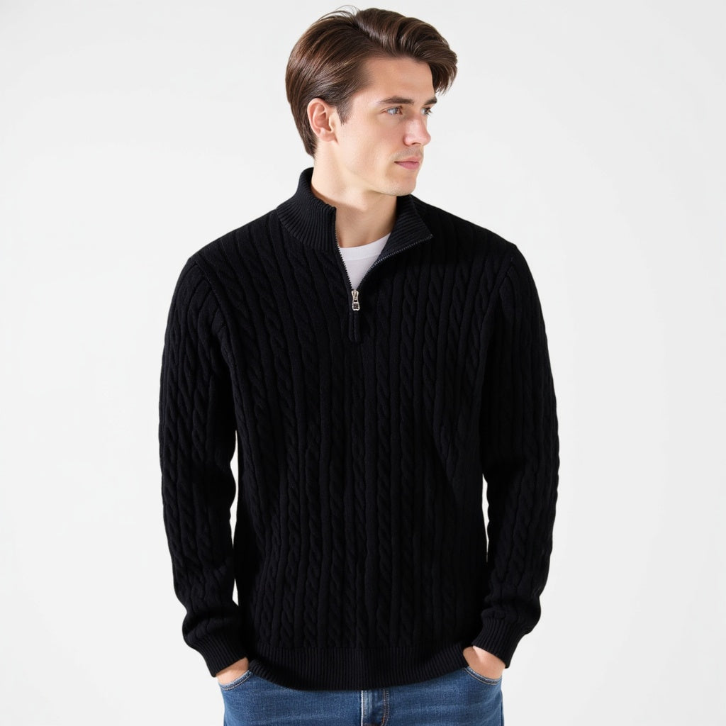 Pull en coton à col zippé