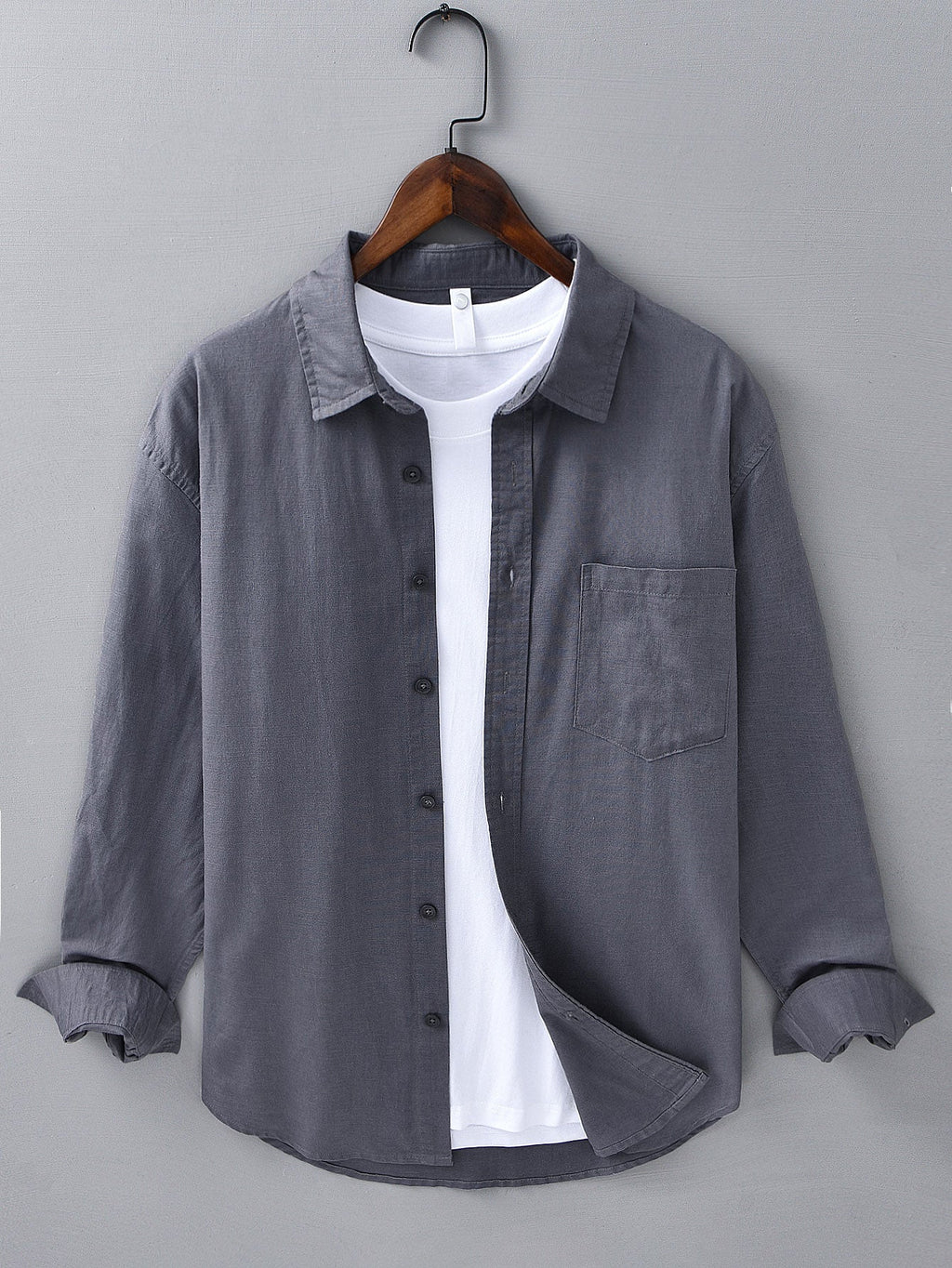 Chemise en lin et coton à manches longues Hugo™