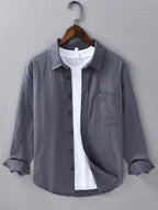 Chemise en lin et coton à manches longues Hugo™