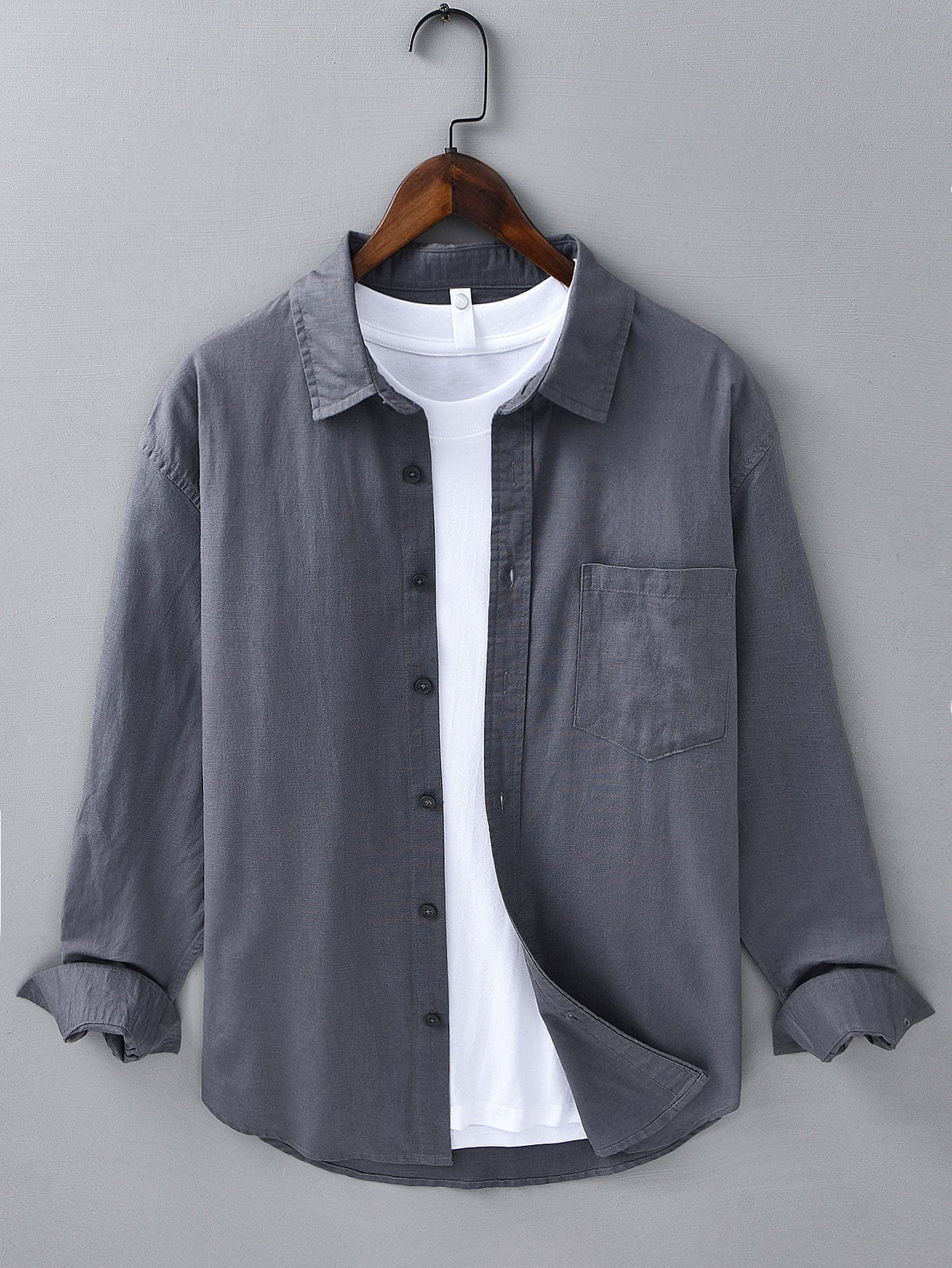 Chemise en lin et coton à manches longues Hugo™