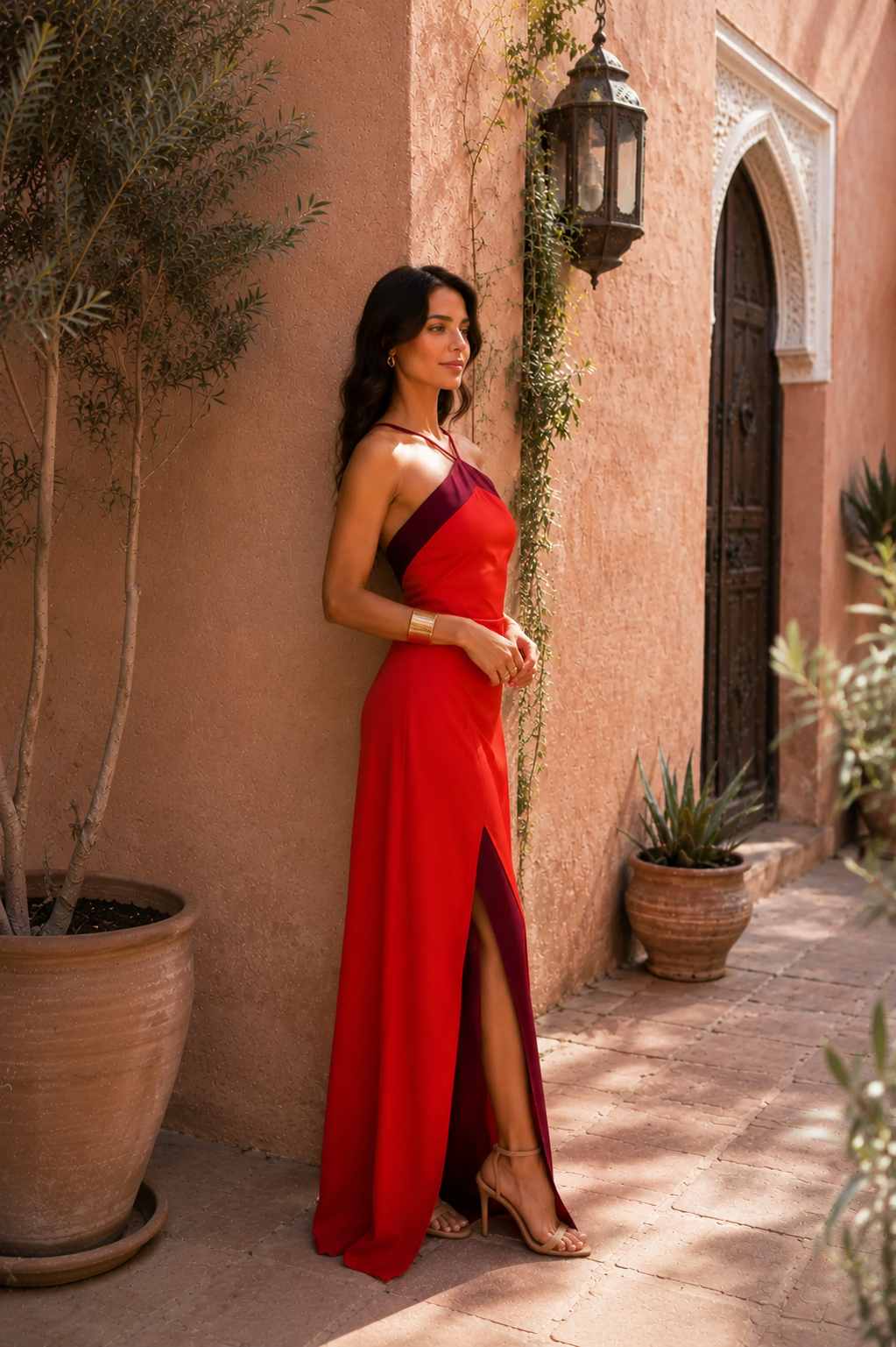 Robe longue halter avec fente