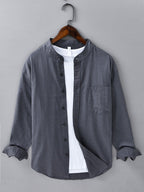 Chemise en lin et coton col montant Hugo™