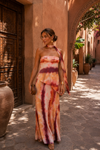 Robe longue imprimée à décolleté cœur