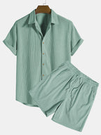Chemise à boutons en velours côtelé et shorts Régulier Matteo™