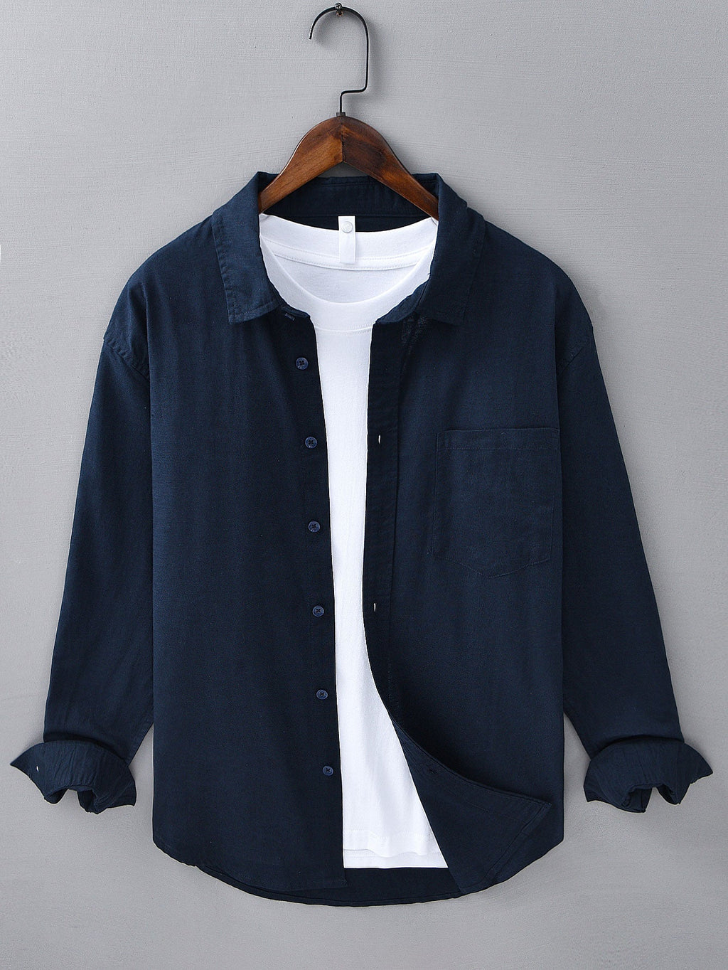 Chemise en lin et coton à manches longues Hugo™