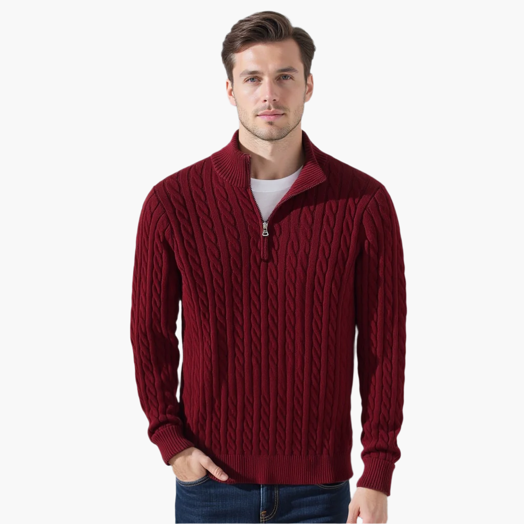 Pull en coton à col zippé