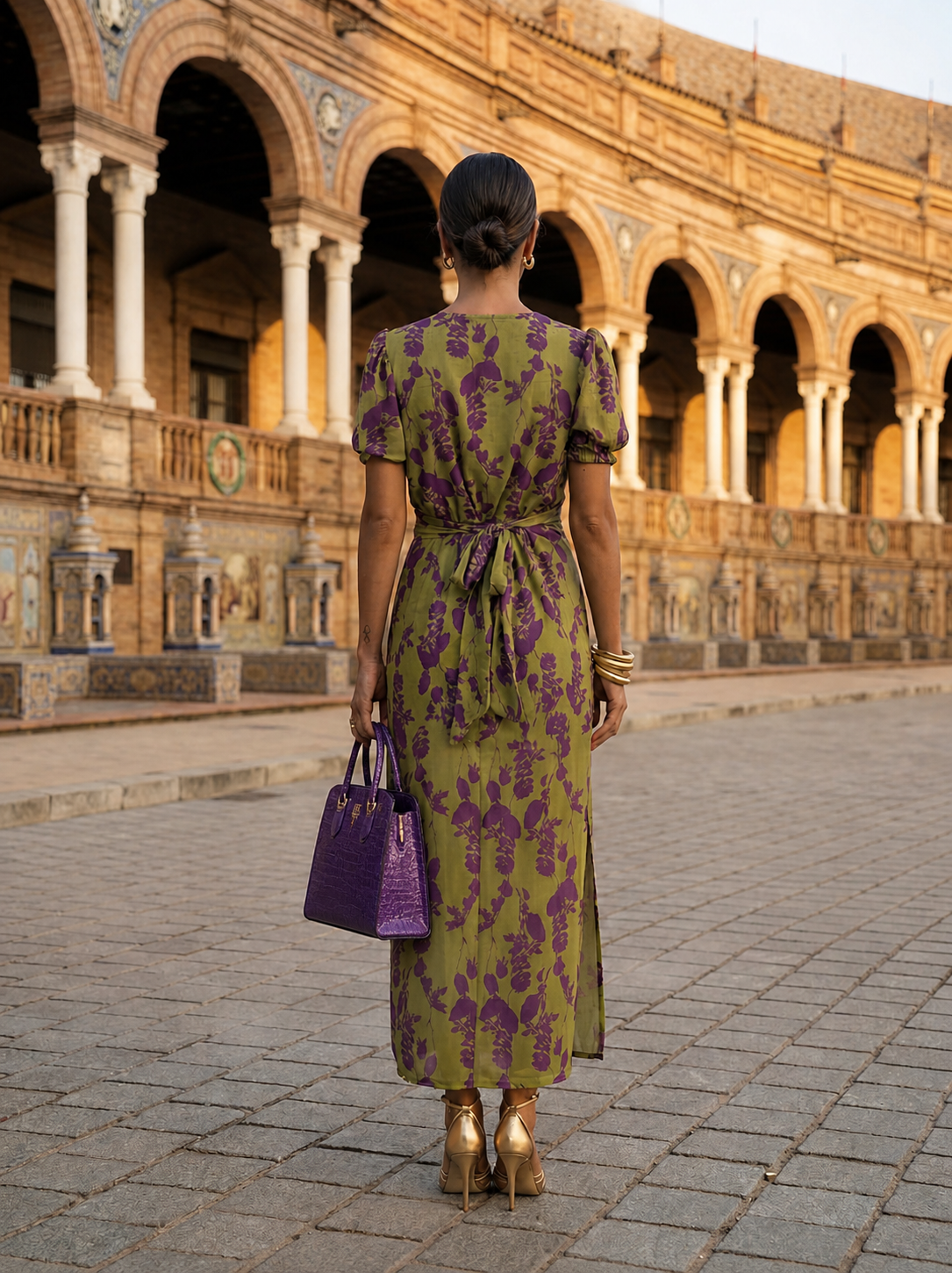 Robe maxi florale à tombée fluide
