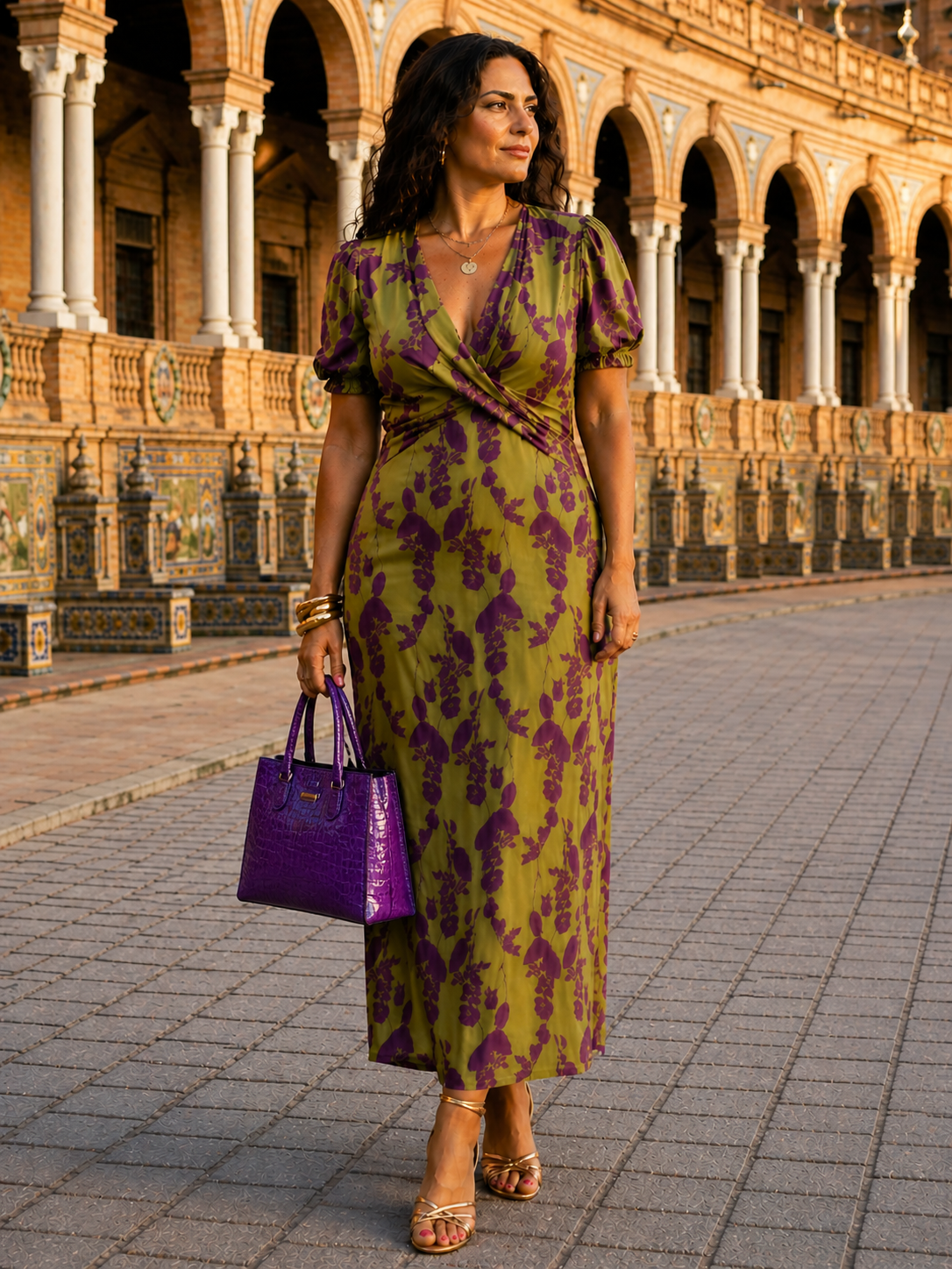 Robe maxi florale à tombée fluide