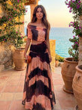 Robe imprimée orange et marron