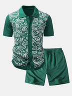 Ensemble chemise à boutons en maille paisley et shorts Martin™