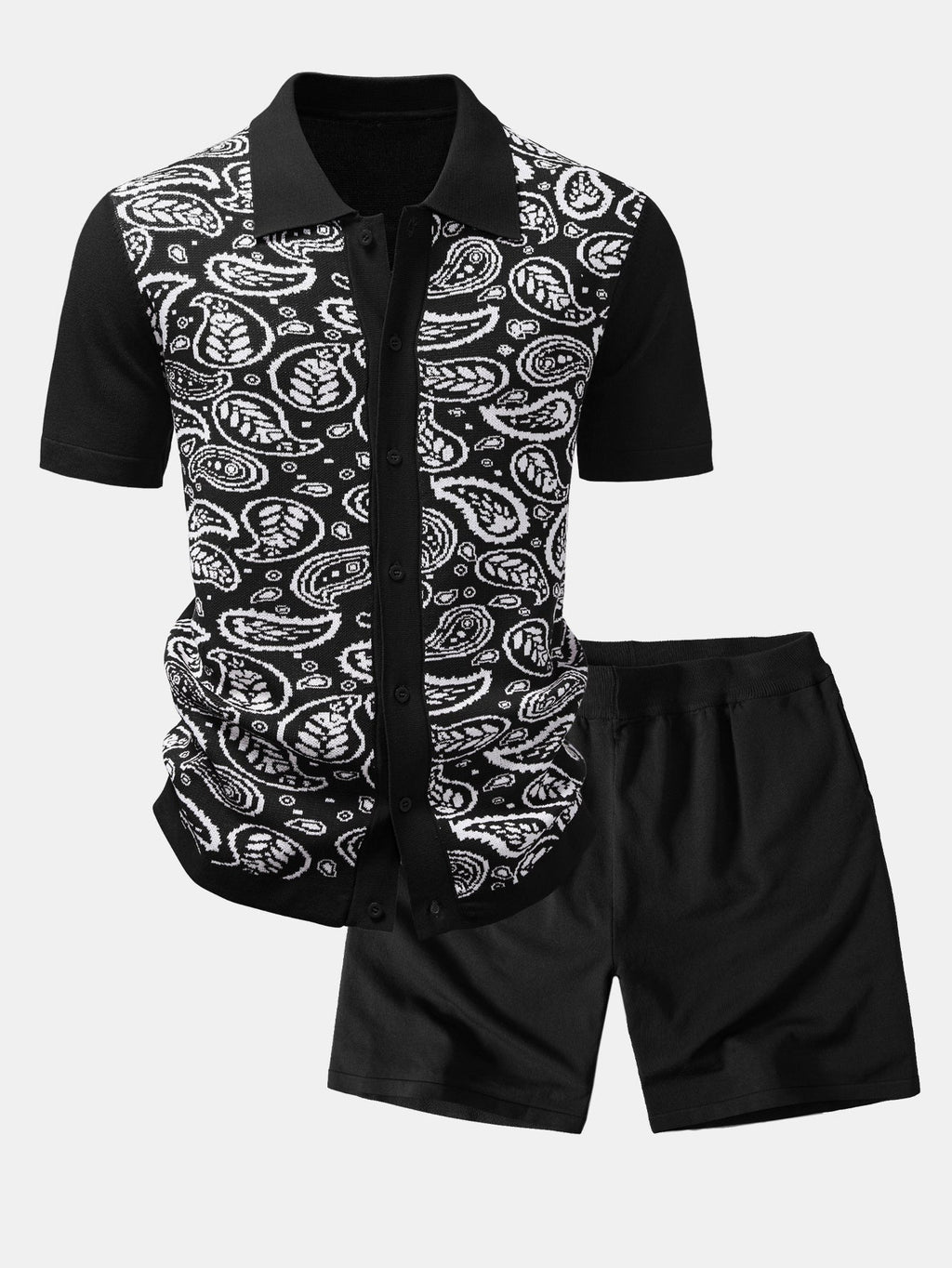 Ensemble chemise à boutons en maille paisley et shorts Martin™