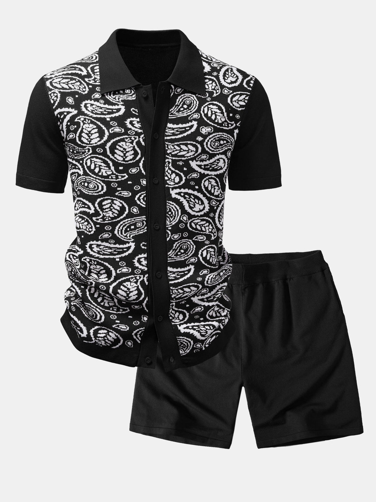 Ensemble chemise à boutons en maille paisley et shorts Martin™