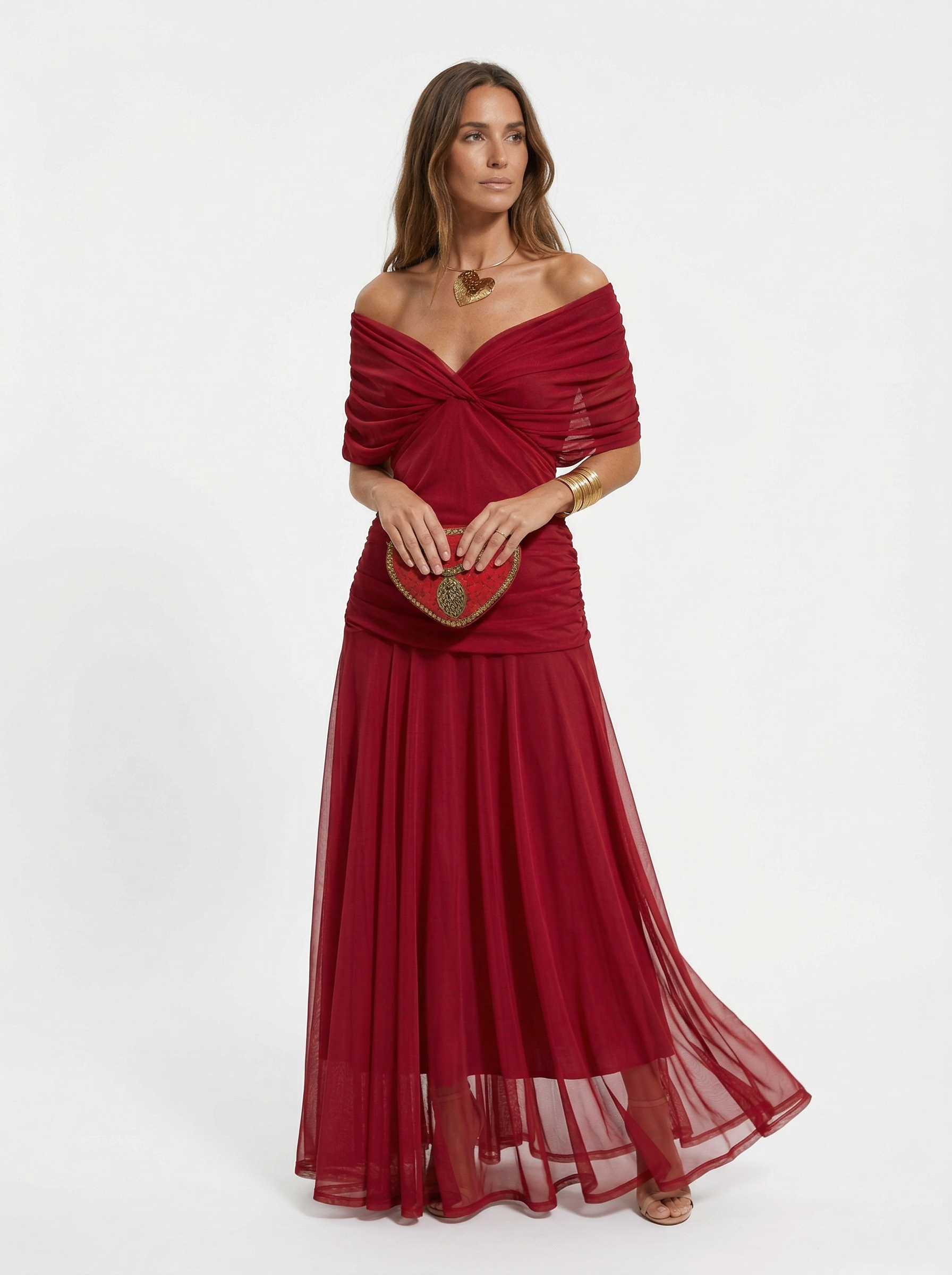 Robe longue col en V