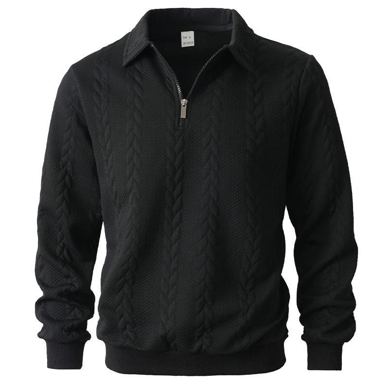 Pull Jacquard à Col Montant et Demi-Zip