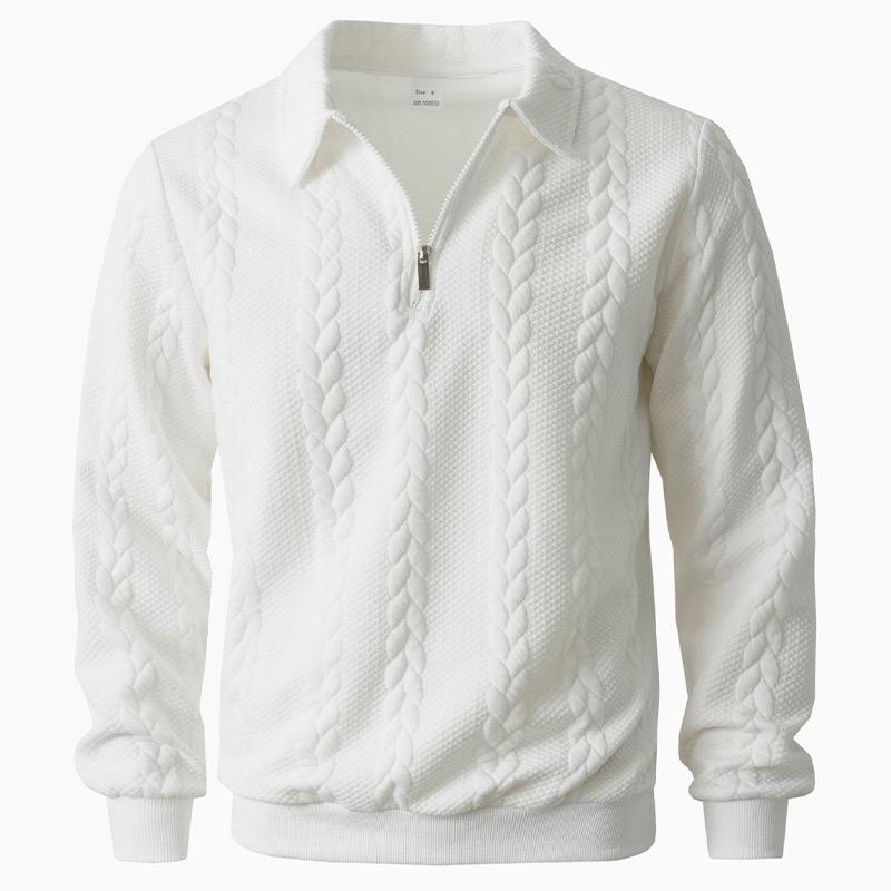 Pull Jacquard à Col Montant et Demi-Zip