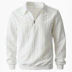 Pull Jacquard à Col Montant et Demi-Zip