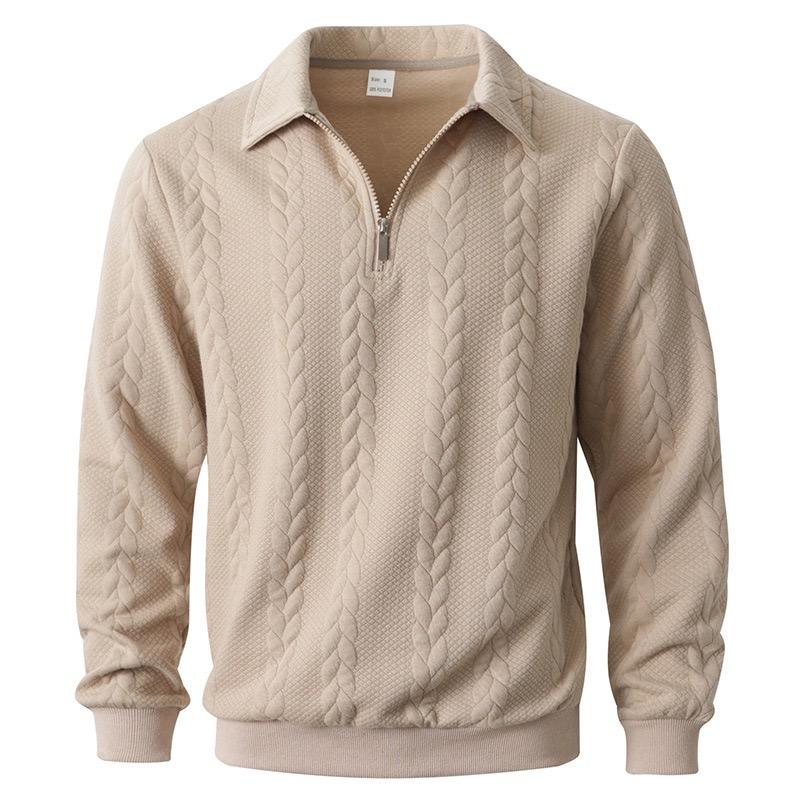 Pull Jacquard à Col Montant et Demi-Zip