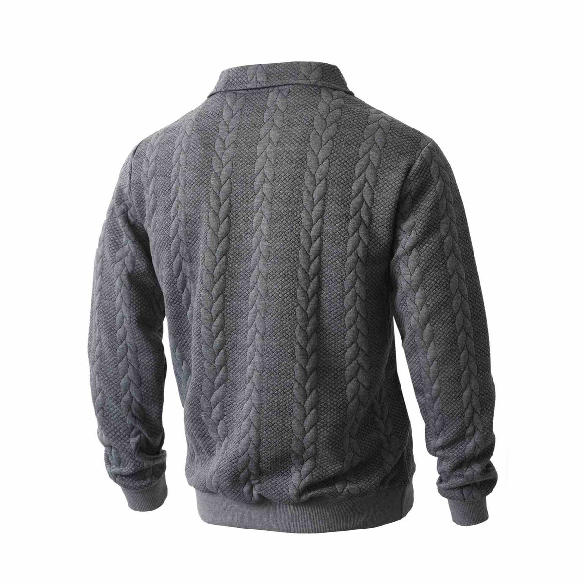 Pull Jacquard à Col Montant et Demi-Zip