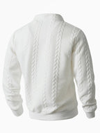 Pull Jacquard à Col Montant et Demi-Zip