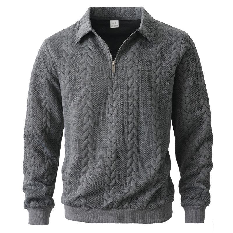 Pull Jacquard à Col Montant et Demi-Zip