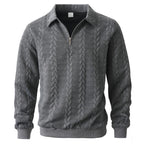 Pull Jacquard à Col Montant et Demi-Zip
