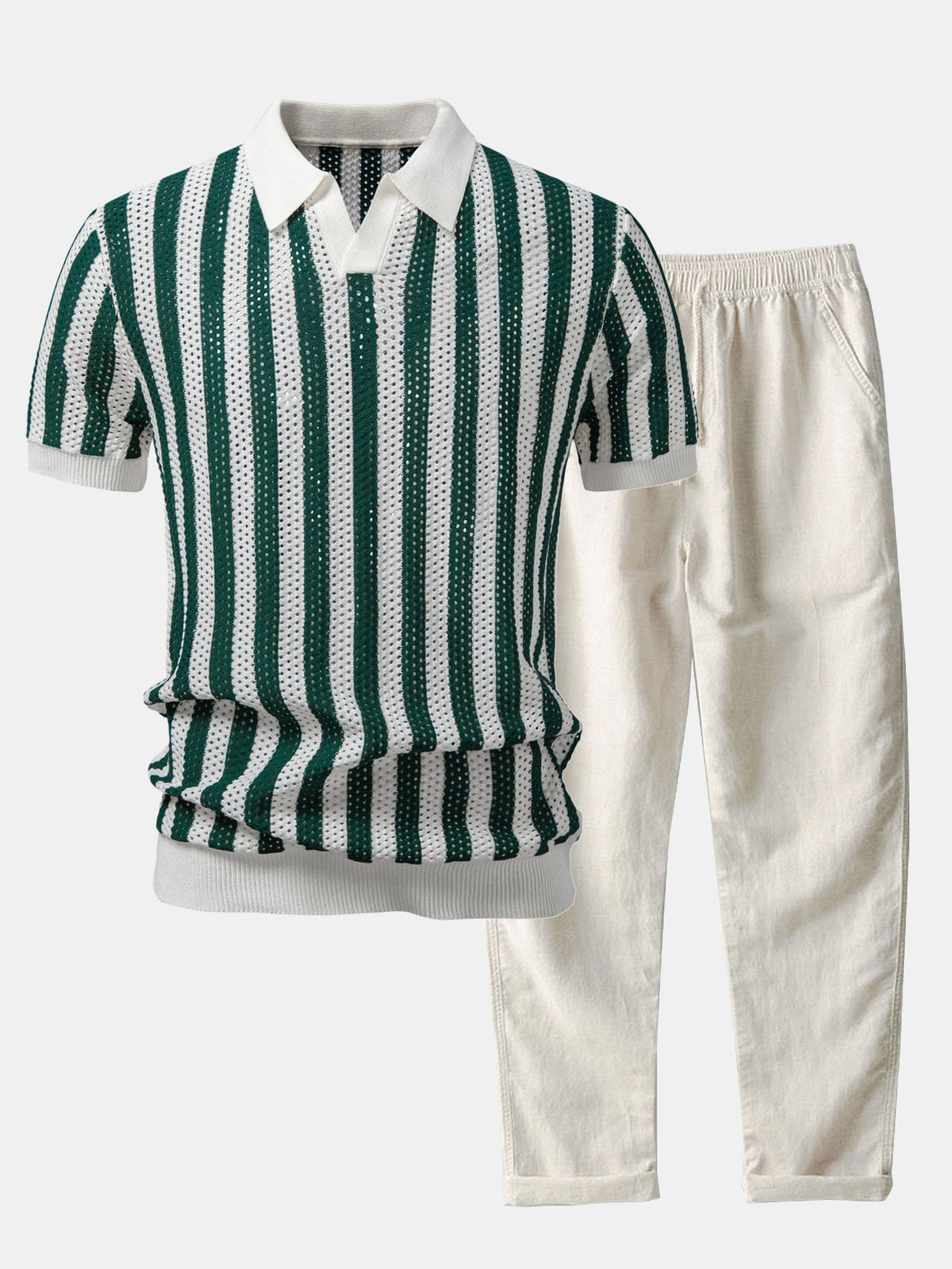 Ensemble polo à col Johnny et pantalon en lin Léonard™