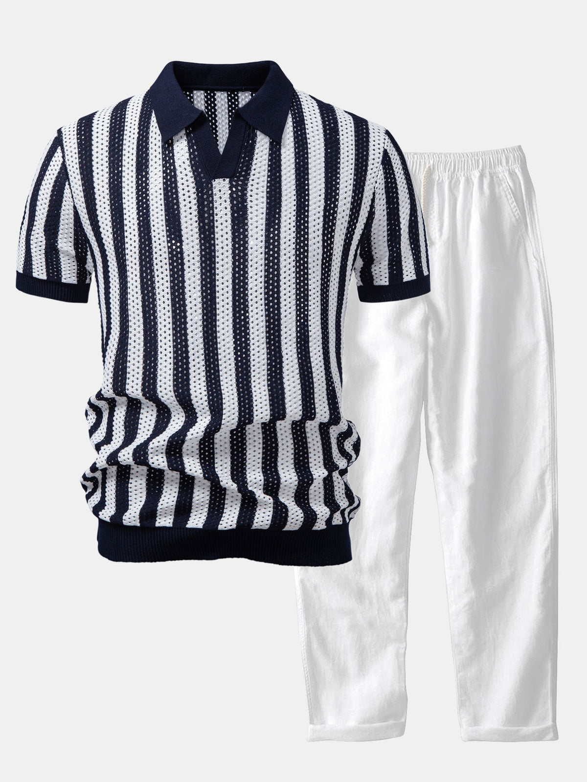 Ensemble polo à col Johnny et pantalon en lin Léonard™
