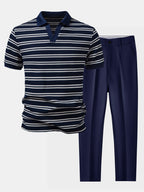 Ensemble polo col Johnny et pantalon slim en tissu gaufré Raynal™
