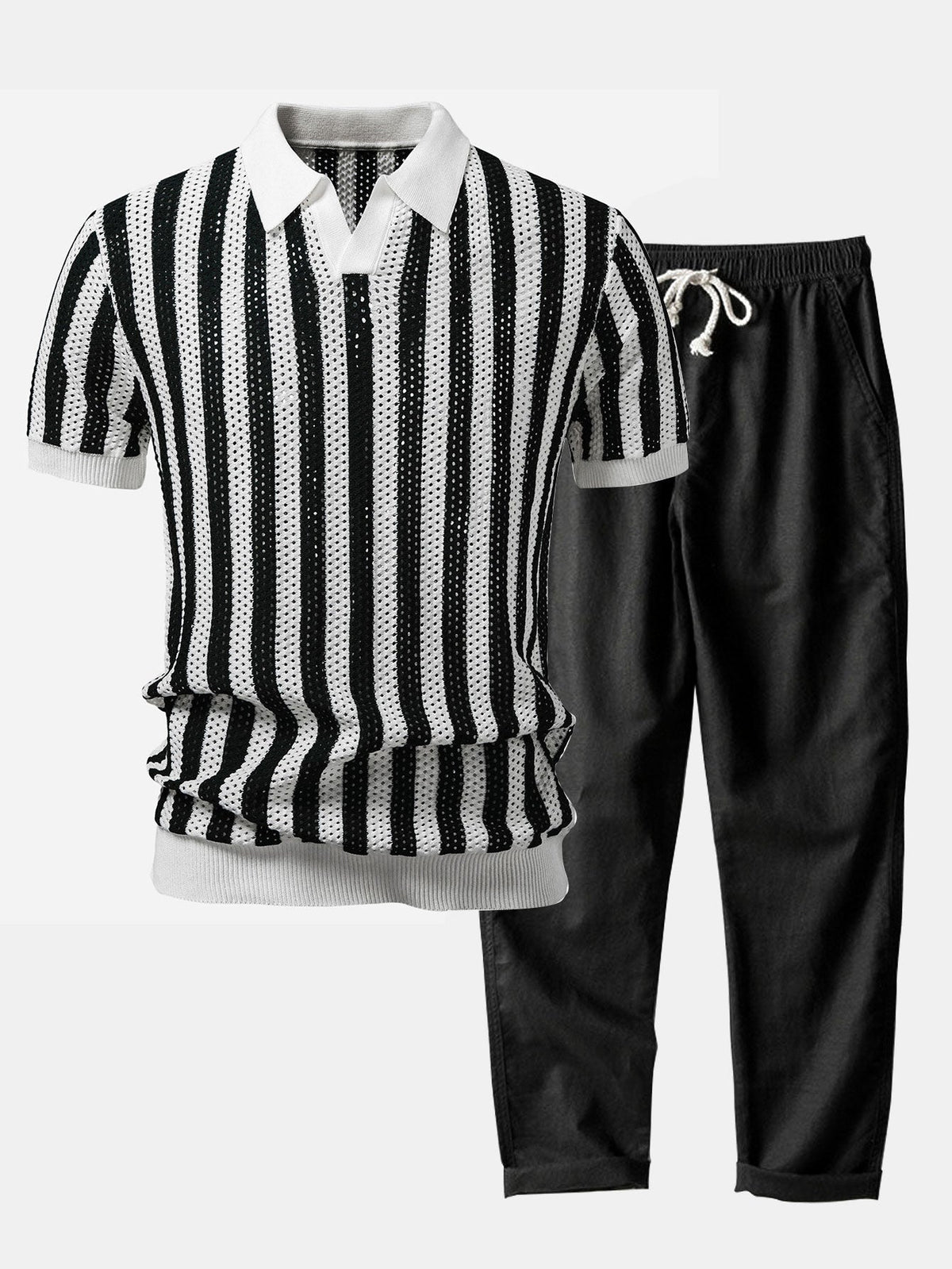 Ensemble polo à col Johnny et pantalon en lin Léonard™