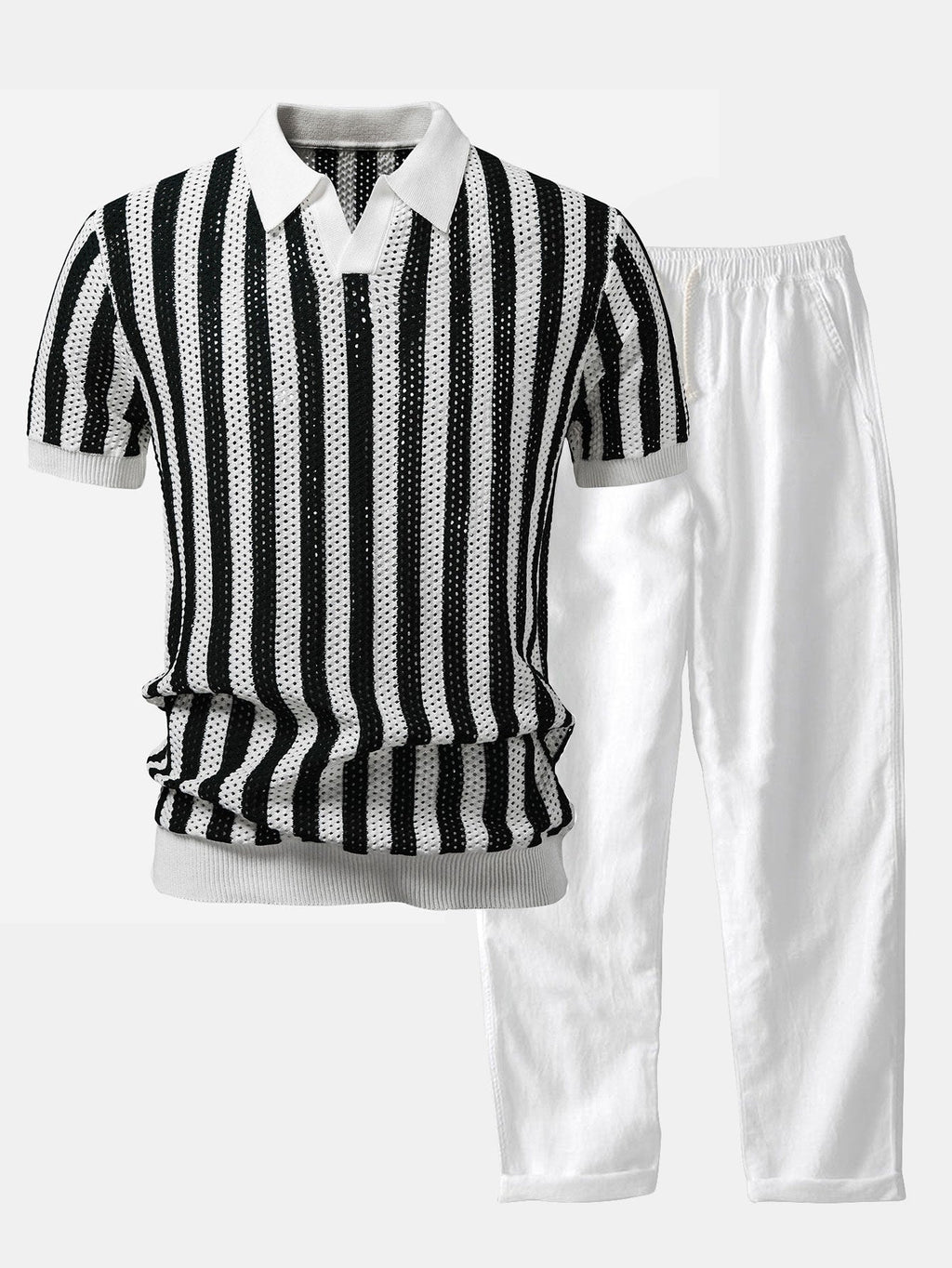 Ensemble polo à col Johnny et pantalon en lin Léonard™