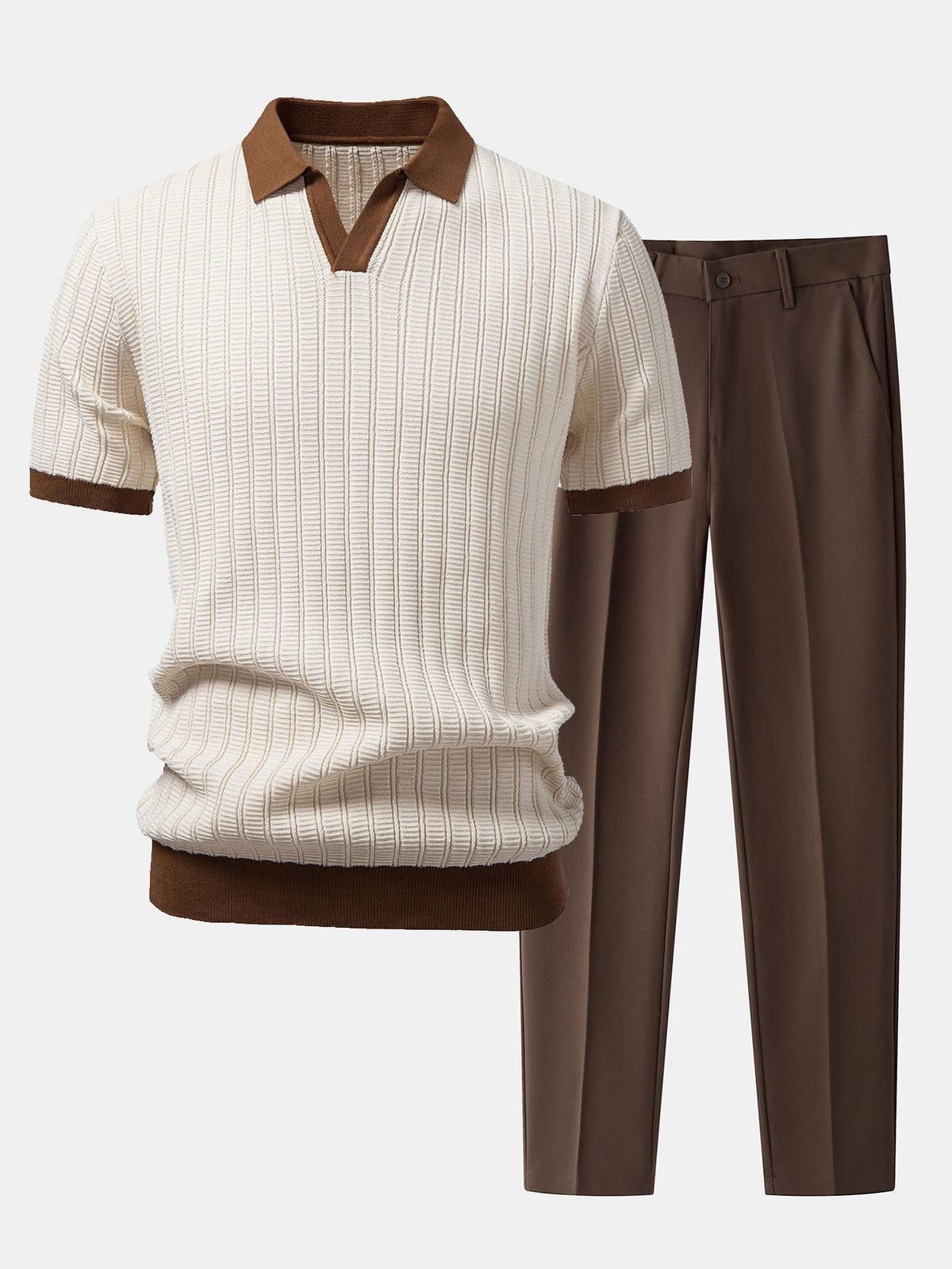 Ensemble polo à col Johnny texturé et pantalon fuselé slim™