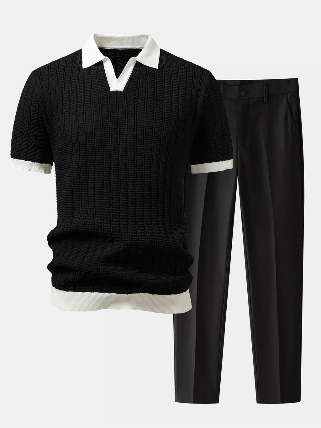 Ensemble polo à col Johnny texturé et pantalon fuselé slim™