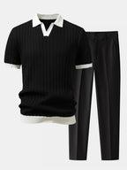 Ensemble polo à col Johnny texturé et pantalon fuselé slim™