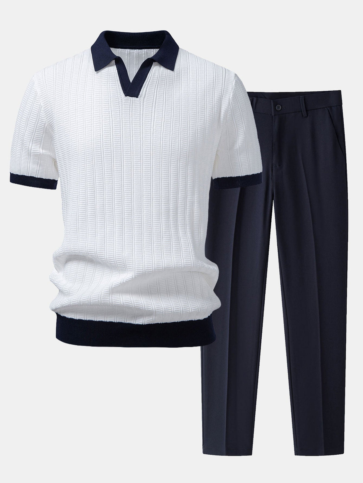 Ensemble polo à col Johnny texturé et pantalon fuselé slim™